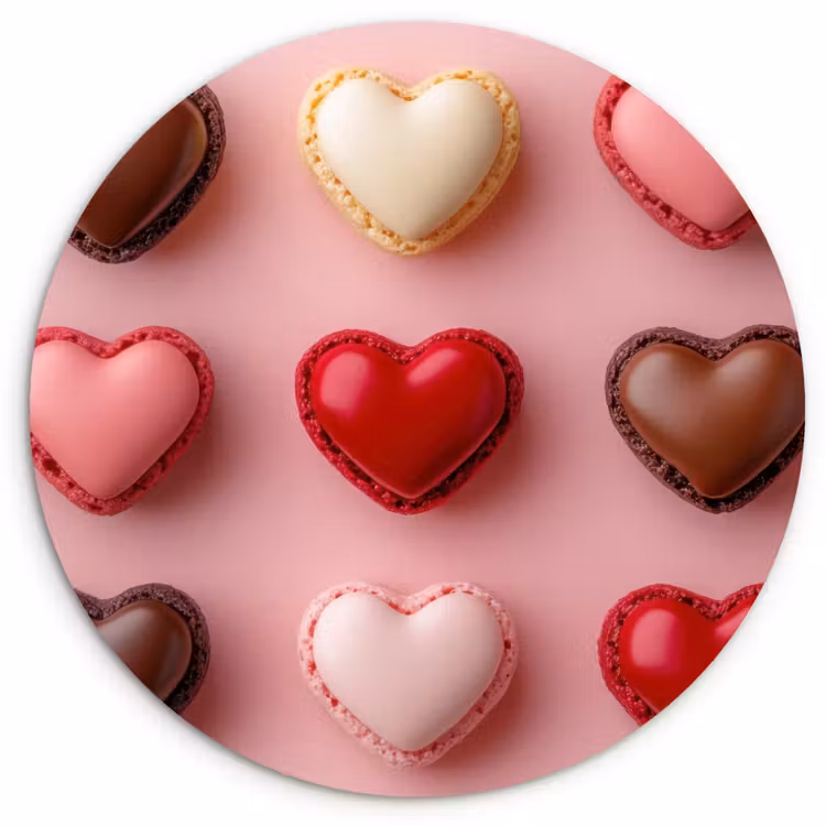 Muurcirkel - Macarons - Hartjes - Kleurrijk - Roze — 1