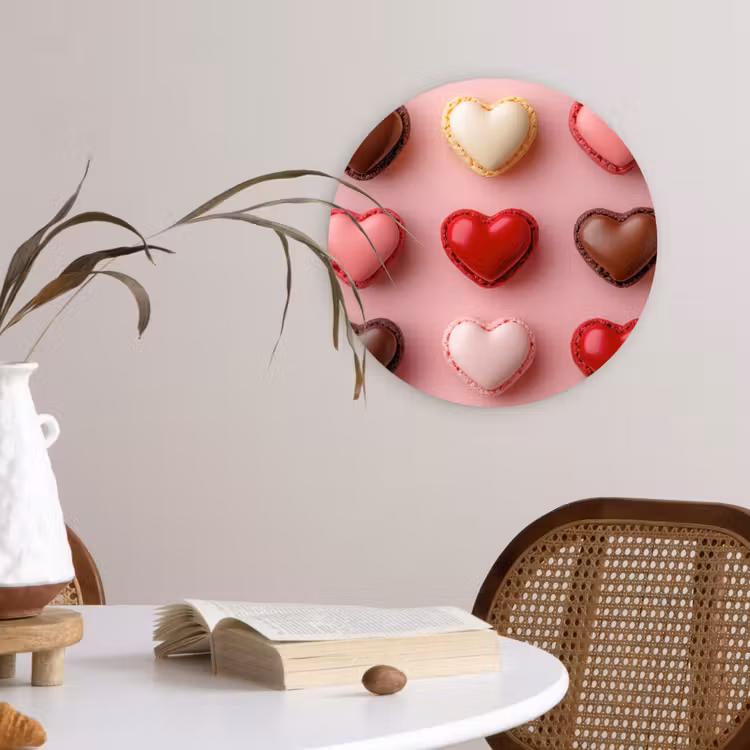 Muurcirkel - Macarons - Hartjes - Kleurrijk - Roze — 4