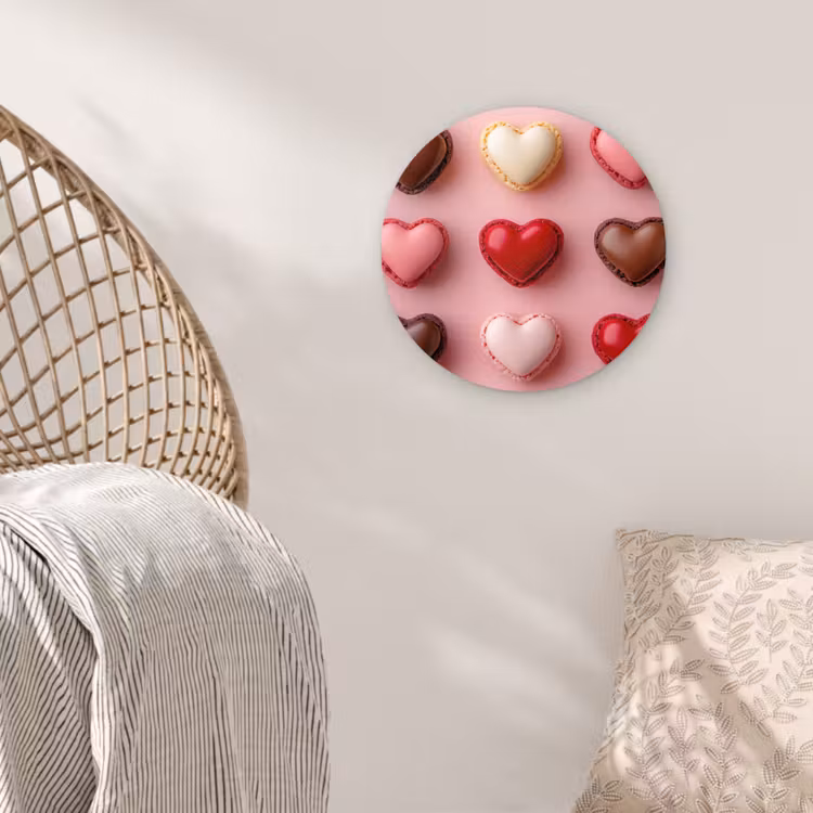 Muurcirkel - Macarons - Hartjes - Kleurrijk - Roze — 5