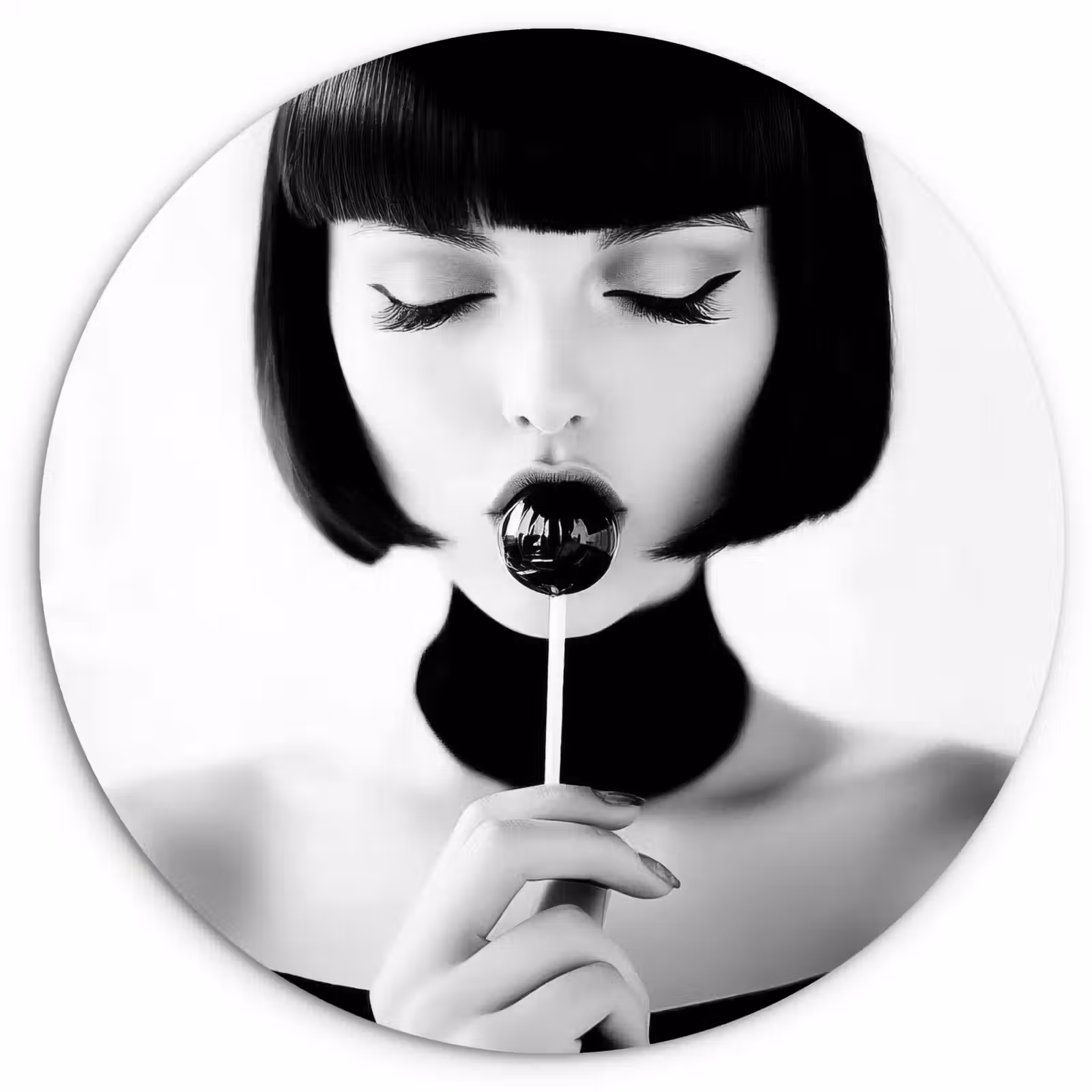 Muurcirkel - Vrouw - Lolly - Zwart - Wit — 1