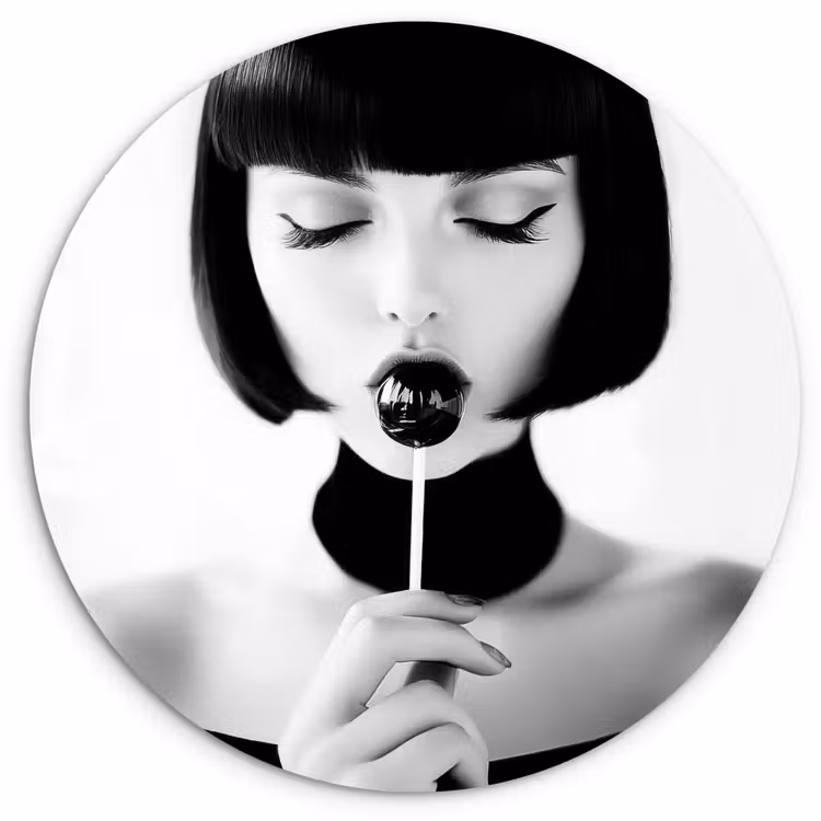 Muurcirkel - Vrouw - Lolly - Zwart - Wit — 1