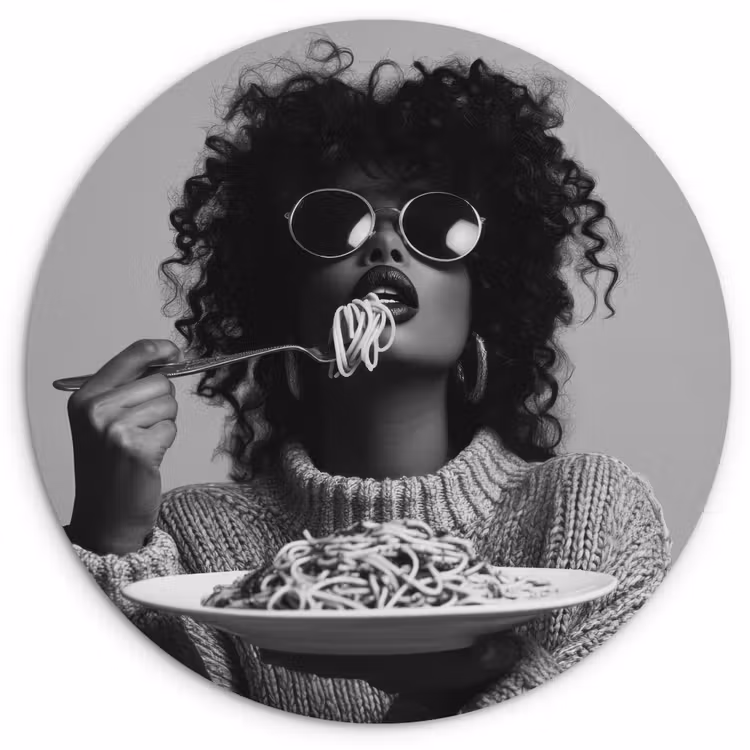 Muurcirkel - Vrouw - Pasta - Zwart - Wit — 1