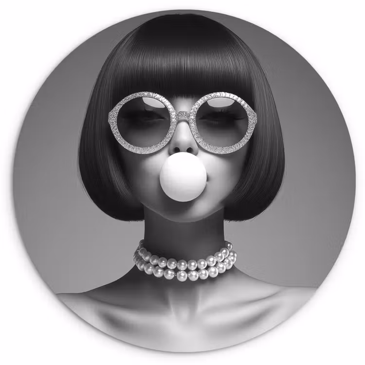 Muurcirkel - Vrouw - Zwart Wit - Ketting - Zonnebril — 1