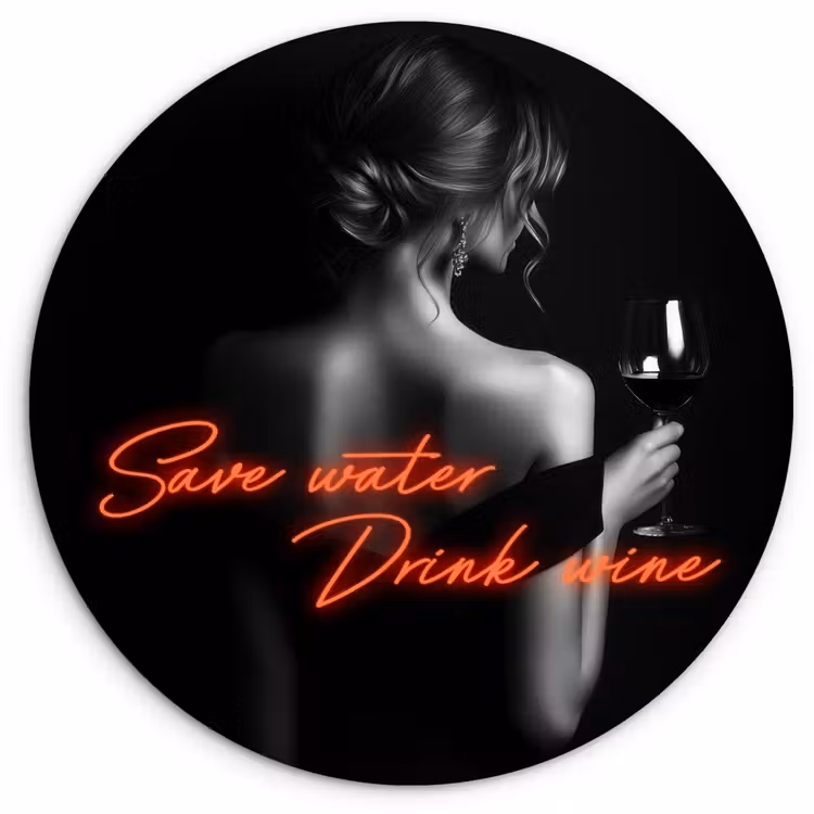 Muurcirkel - Wijn - Vrouw - Neon - Quote — 1