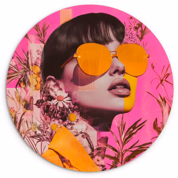 Muurcirkel - Zonnebril - Oranje - Vrouw - Planten — 1
