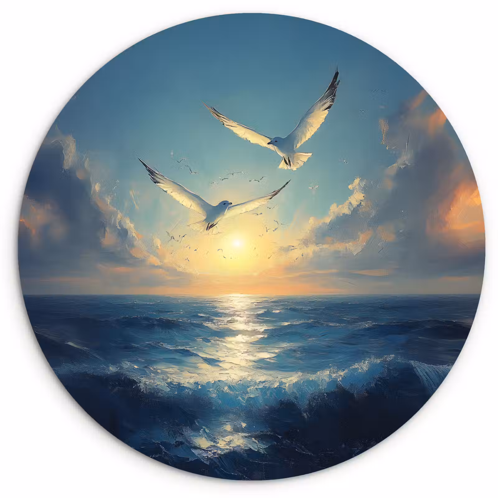 Muurcirkel - Meeuwen - Zee - Wolken -Blauw — 1
