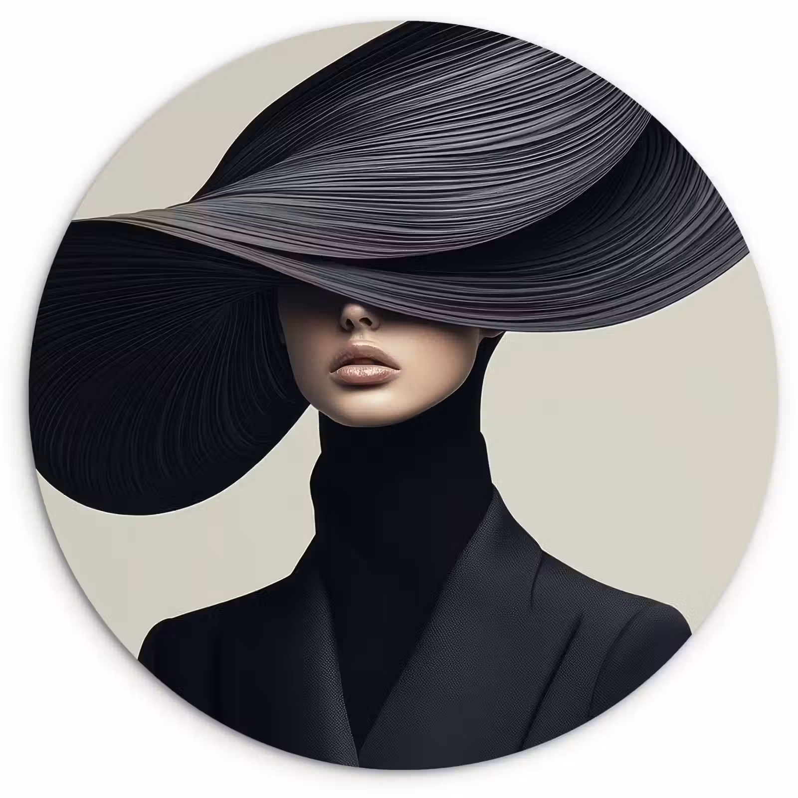 Muurcirkel - Zwart - Vrouw - Hoed — 1