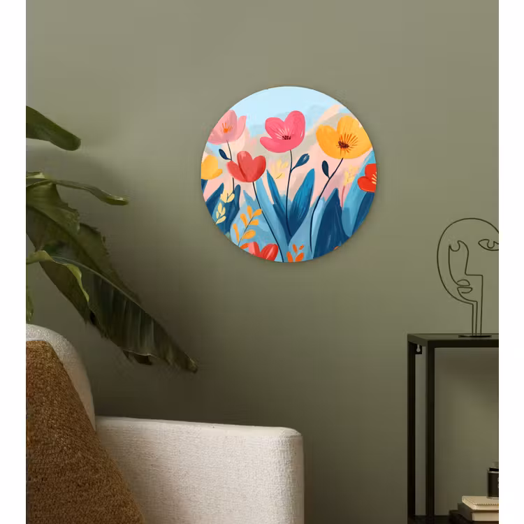 Muurcirkel - Illustratie - Bloemen - Kleurrijk — 3