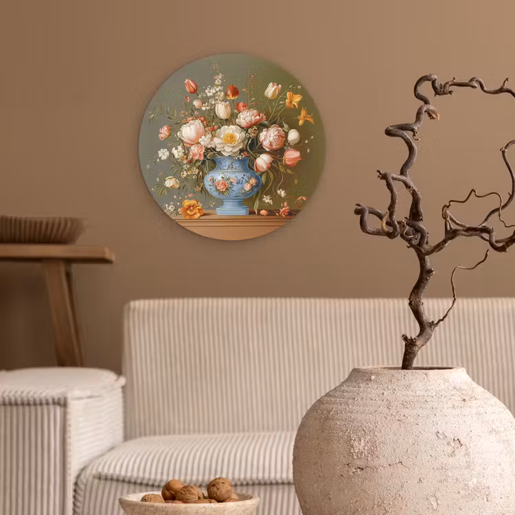 Muurcirkel - Neutral - Bloemen - Boeket - Vaas — 2