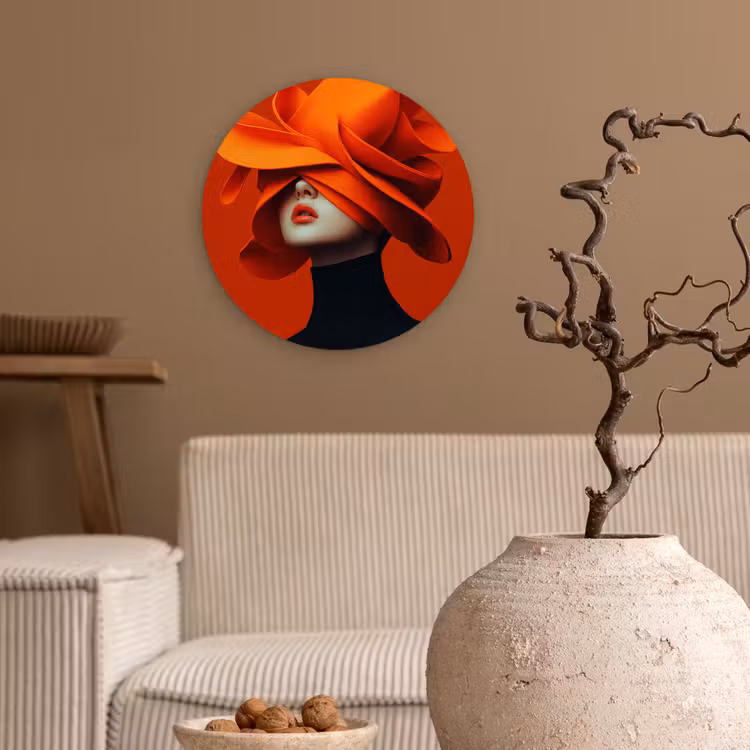 Muurcirkel - Oranje - Hoed - Vrouw — 2
