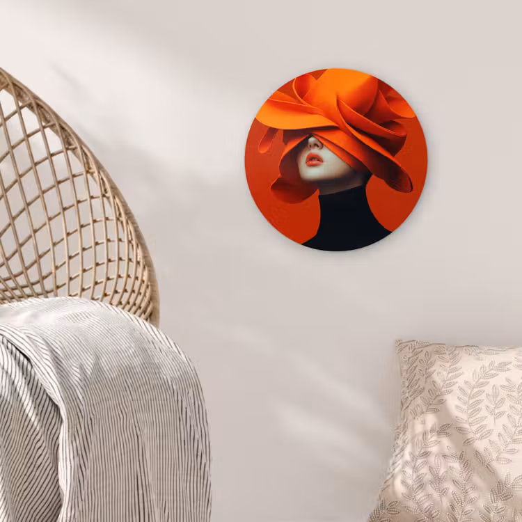 Muurcirkel - Oranje - Hoed - Vrouw — 5