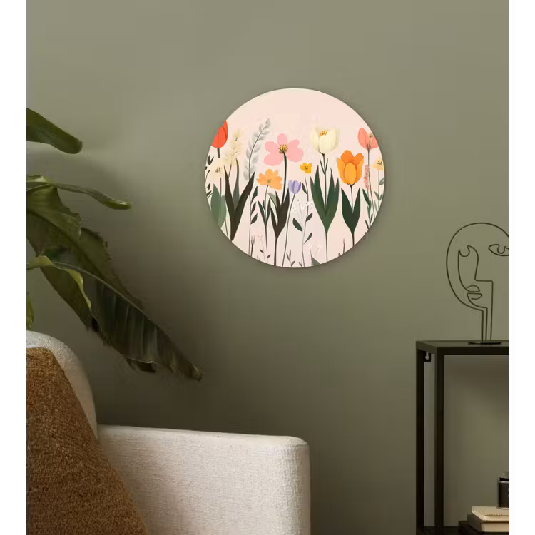 Muurcirkel - Pasteltinten - Bloemen - Illustratie — 3