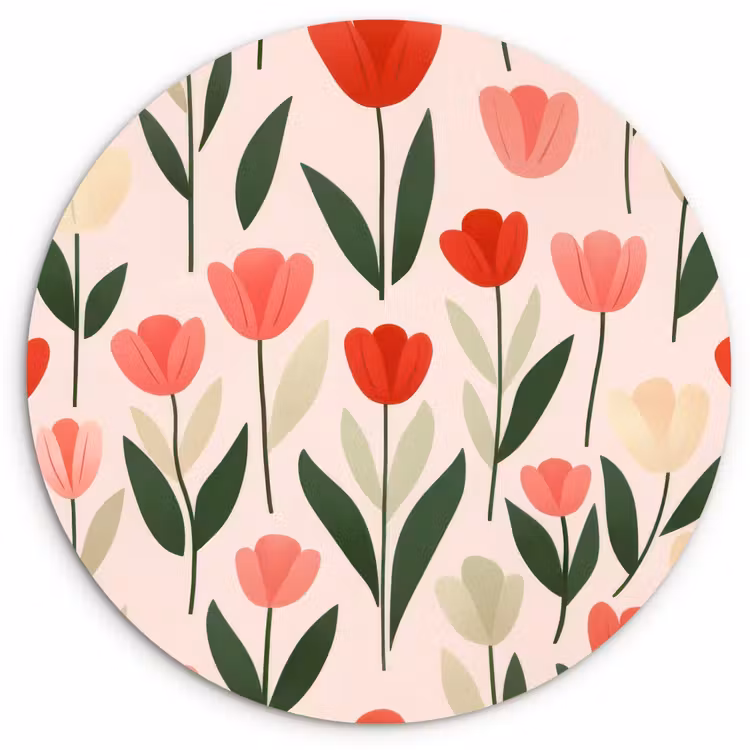 Muurcirkel - Tulpen - Modern - Roze — 1