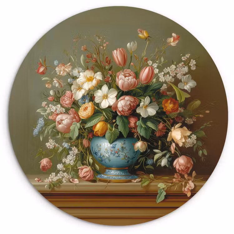 Muurcirkel - Vaas - Pastel - Kleuren - Bloemen — 1