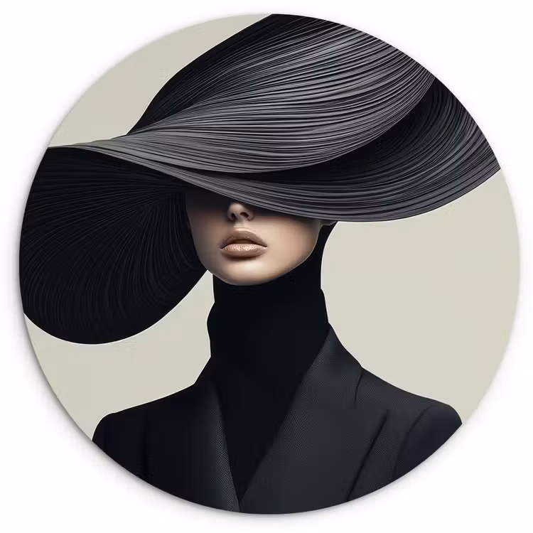Muurcirkel - Zwart - Vrouw - Hoed — 1