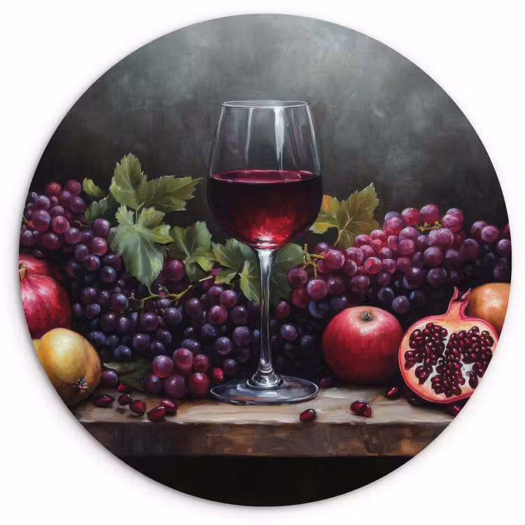 Muurcirkel - Wijn - Fruit - Stilleven — 1