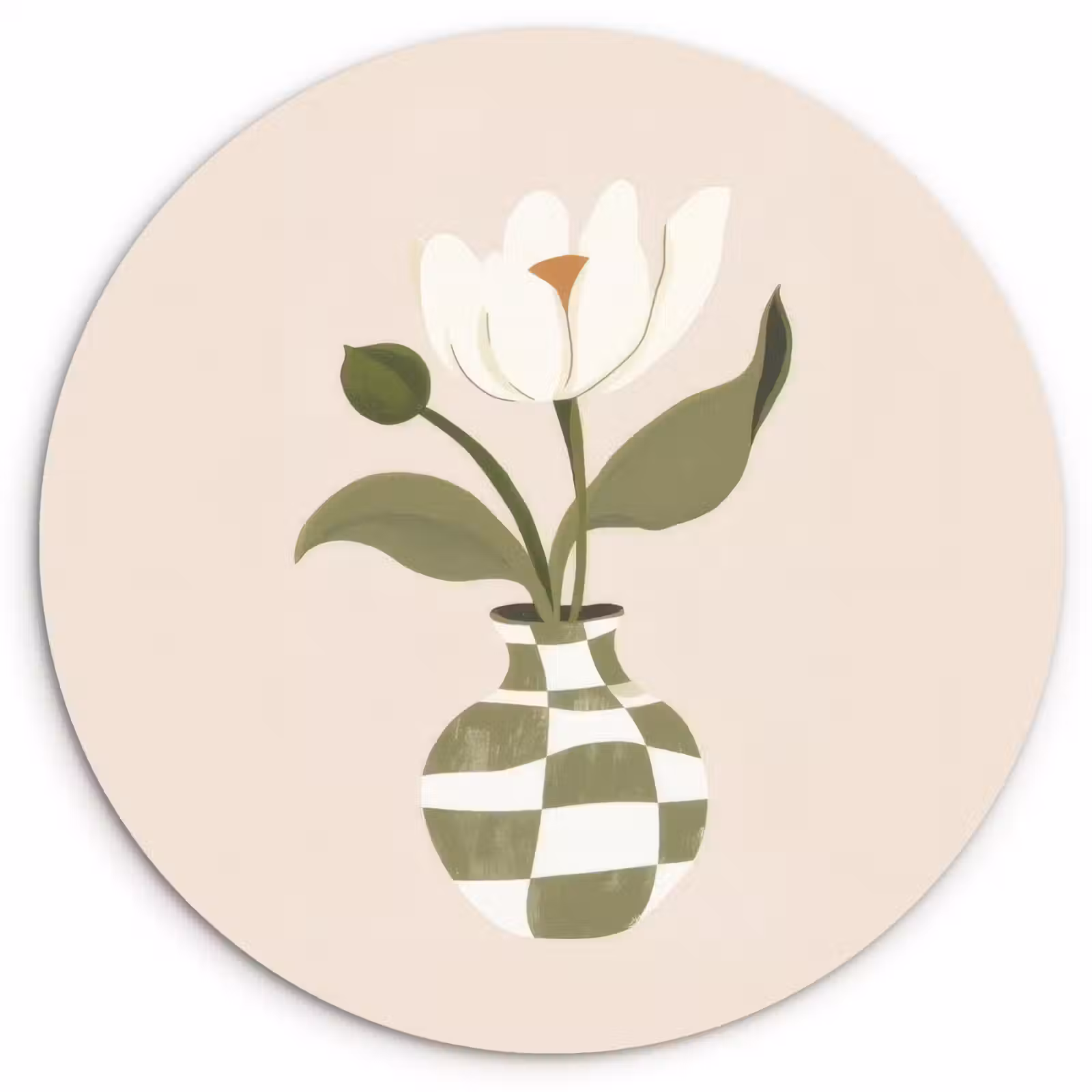 Muurcirkel - Vaas - Geruit - Bloem - Groen — 1