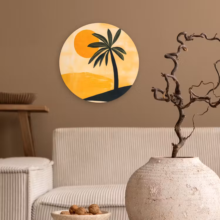 Muurcirkel - Illustratie - Palmboom - Zon - Heuvels — 2