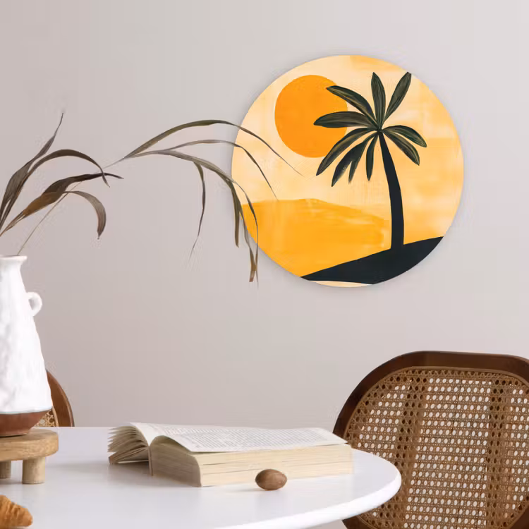 Muurcirkel - Illustratie - Palmboom - Zon - Heuvels — 4
