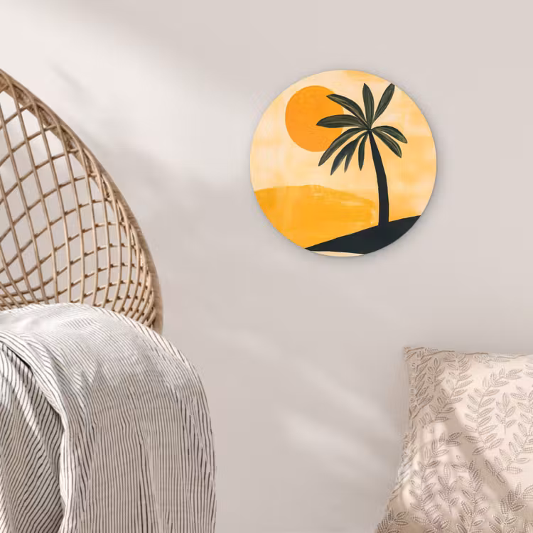 Muurcirkel - Illustratie - Palmboom - Zon - Heuvels — 5