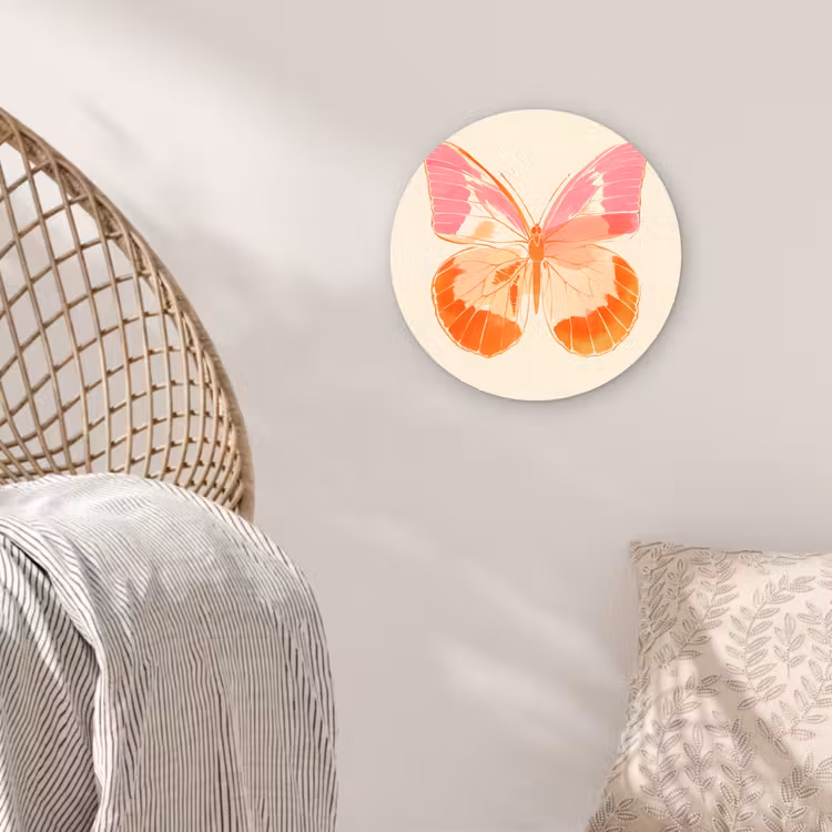 Muurcirkel - Oranje - Vlinder - Minimalistisch — 5