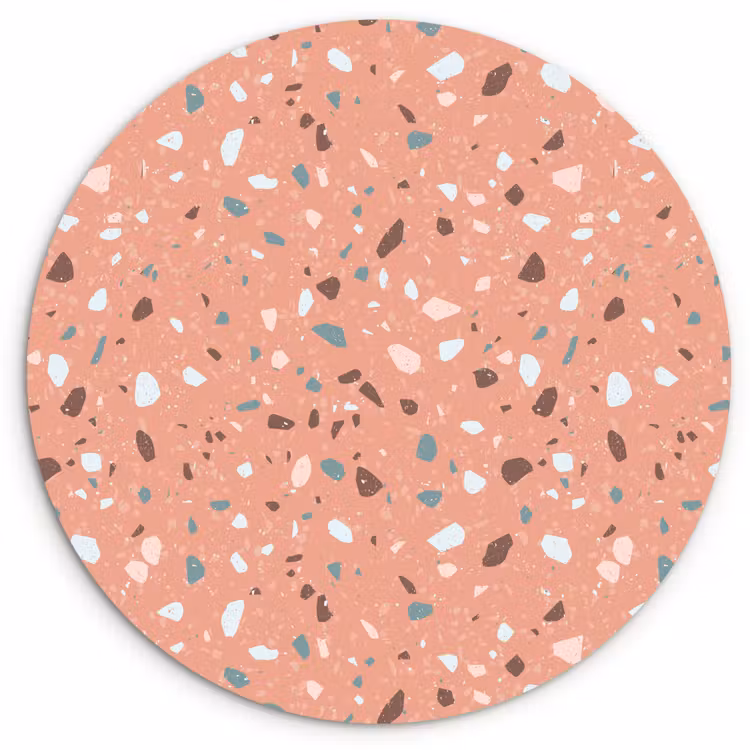 Muurcirkel - Terrazzo - Patroon - Kleurrijk - Roze - Blauw — 1