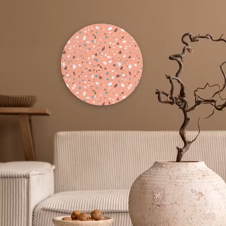 Muurcirkel - Terrazzo - Patroon - Kleurrijk - Roze - Blauw — 2