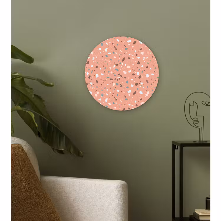 Muurcirkel - Terrazzo - Patroon - Kleurrijk - Roze - Blauw — 3