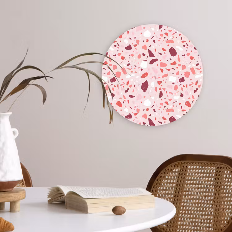 Muurcirkel - Terrazzo - Patroon - Roze — 4