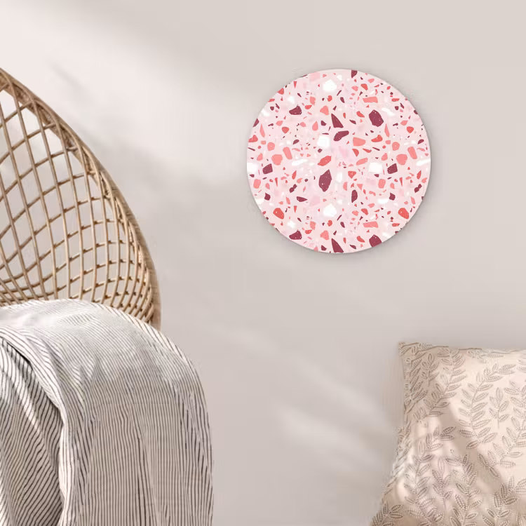 Muurcirkel - Terrazzo - Patroon - Roze — 5