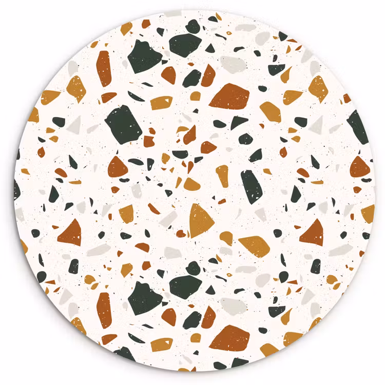 Muurcirkel - Terrazzo - Patroon - Wit - Terra — 1