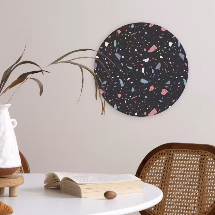 Muurcirkel - Terrazzo - Patroon - Zwart - Zacht — 4