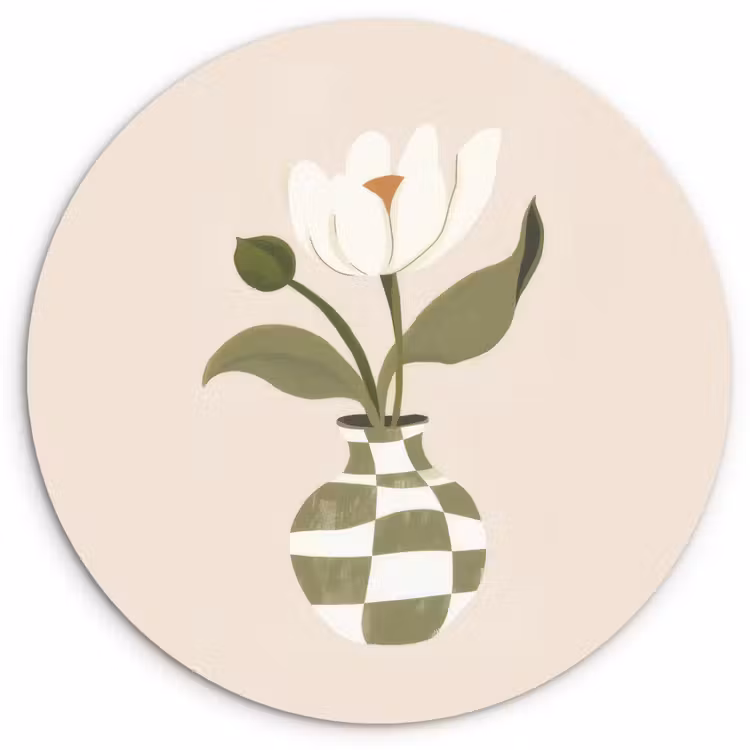 Muurcirkel - Vaas - Geruit - Bloem - Groen — 1