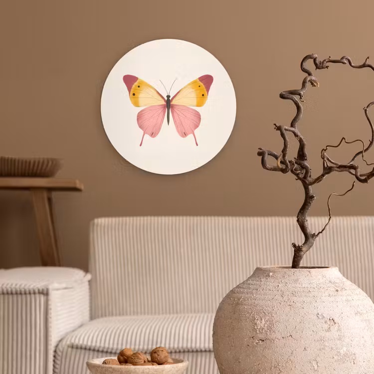 Muurcirkel - Vlinder - Illustratie - Roze — 2