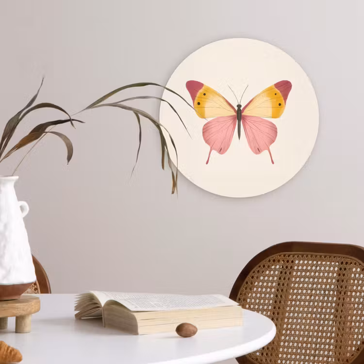 Muurcirkel - Vlinder - Illustratie - Roze — 4