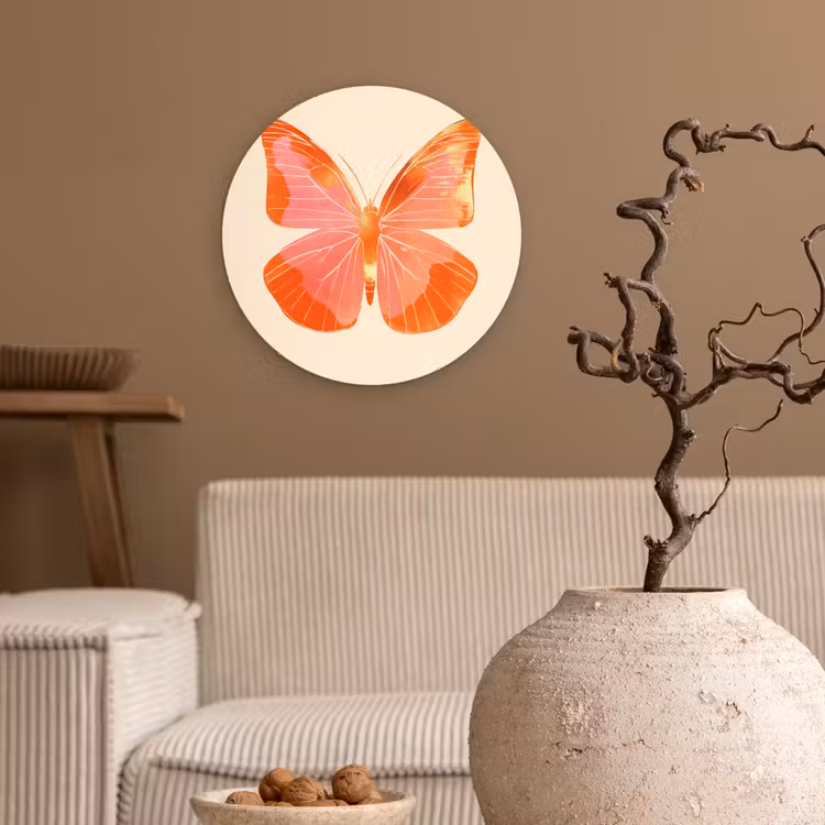 Muurcirkel - Vlinder - Minimalistisch - Roze — 2