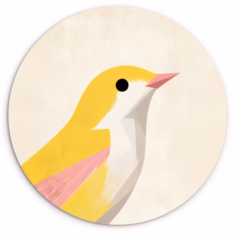 Muurcirkel - Vogel - Minimalistisch - Geel — 1