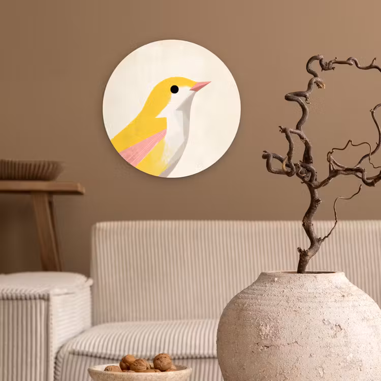 Muurcirkel - Vogel - Minimalistisch - Geel — 2