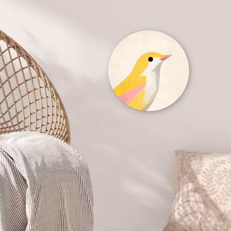 Muurcirkel - Vogel - Minimalistisch - Geel — 5