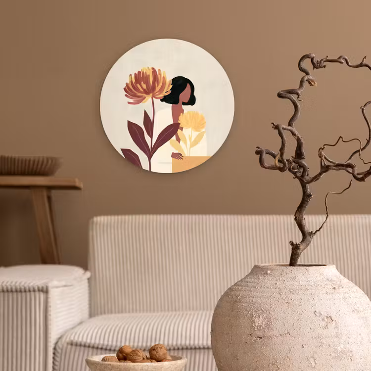 Muurcirkel - Vrouw - Minimalistisch - Bloem — 2