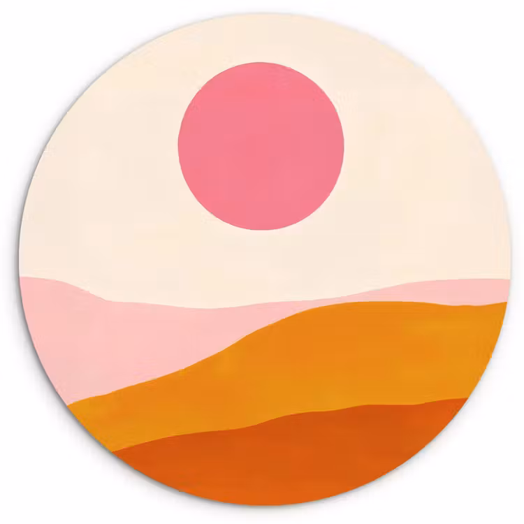 Muurcirkel - Zon - Heuvels - Abstract - Roze — 1