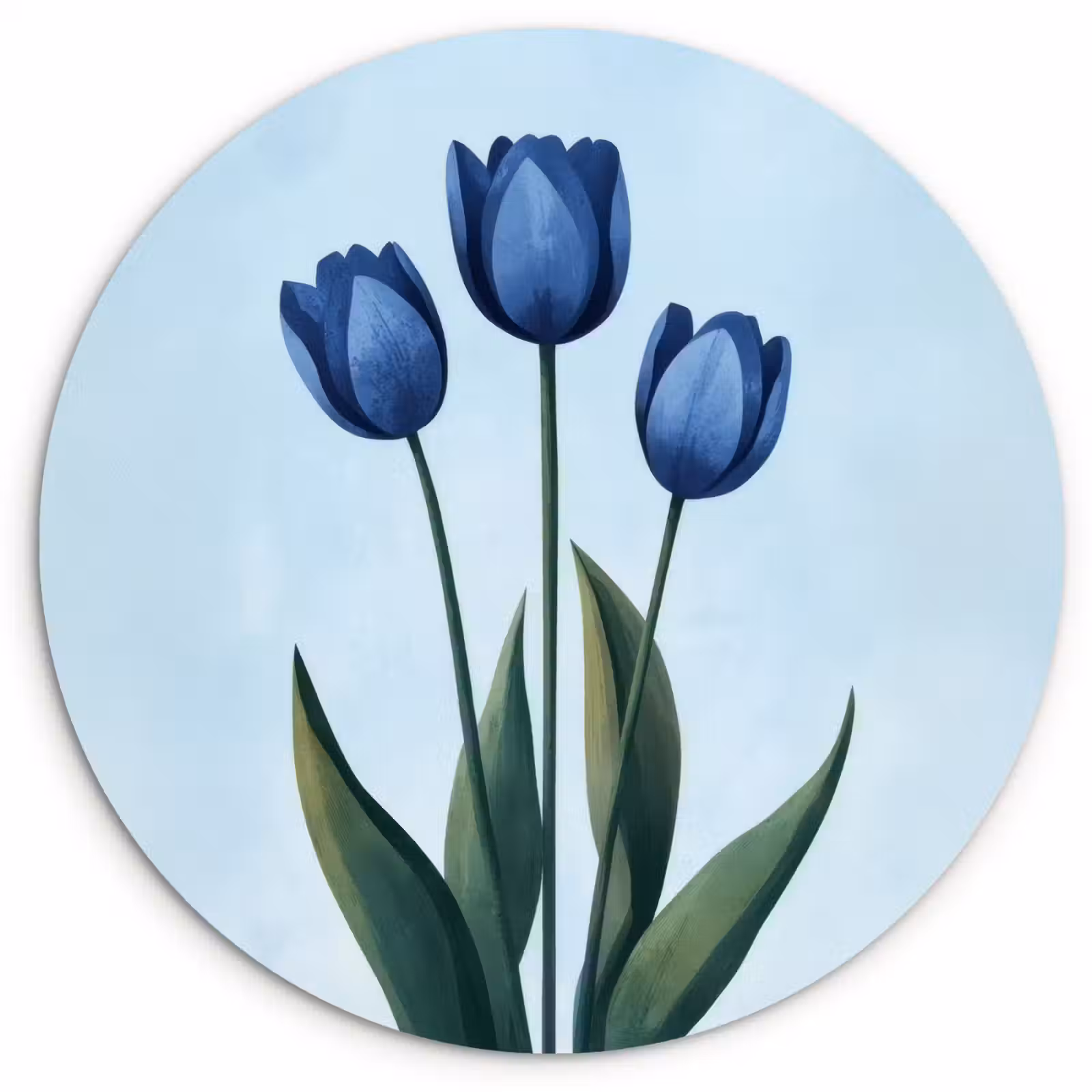 Muurcirkel - Tulpen - Blauw - Bladeren — 1