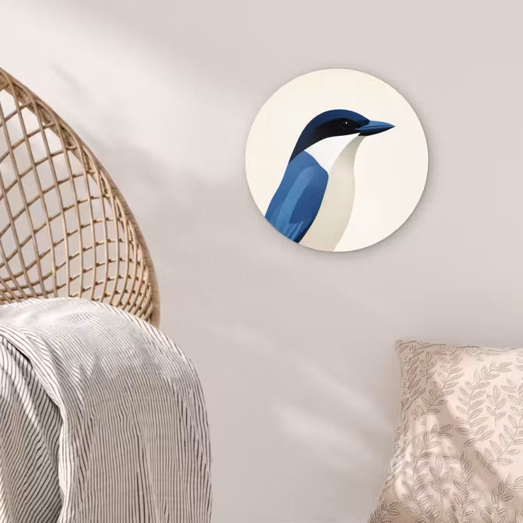 Muurcirkel - Illustratie - Blauw - Vogel — 5