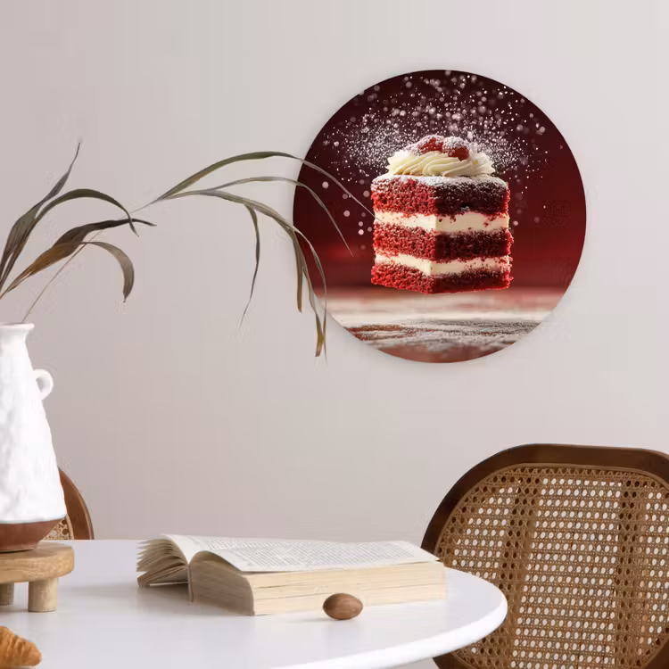 Muurcirkel - Rode - Velvet - Taart - Eten — 4
