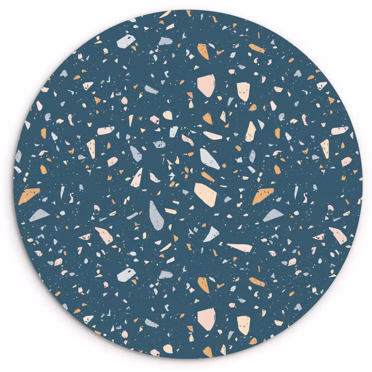 Muurcirkel - Terrazzo - Patroon - Kleurrijk - Diep blauw — 1