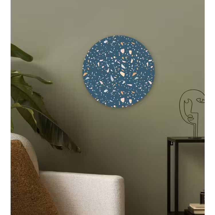 Muurcirkel - Terrazzo - Patroon - Kleurrijk - Diep blauw — 3