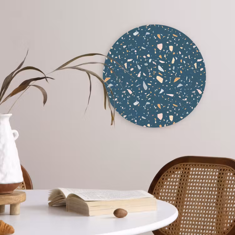 Muurcirkel - Terrazzo - Patroon - Kleurrijk - Diep blauw — 4