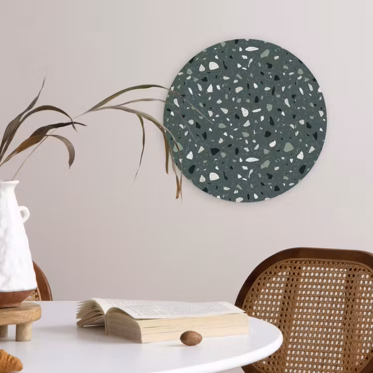 Muurcirkel - Terrazzo - Patroon - Kleurrijk - Groen — 4