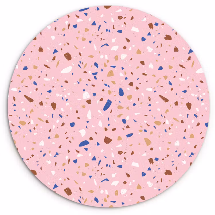Muurcirkel - Terrazzo - Patroon - Kleurrijk - Roze — 1