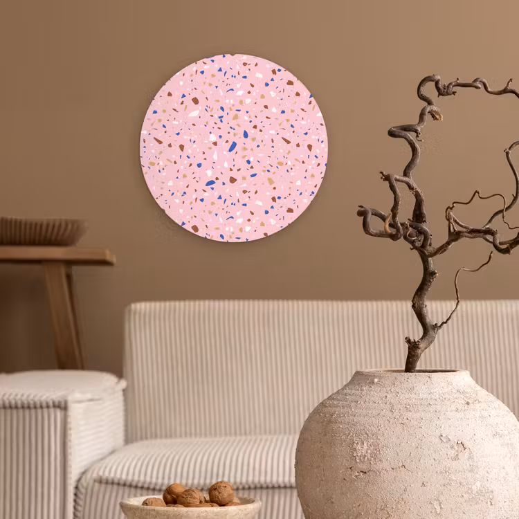 Muurcirkel - Terrazzo - Patroon - Kleurrijk - Roze — 2